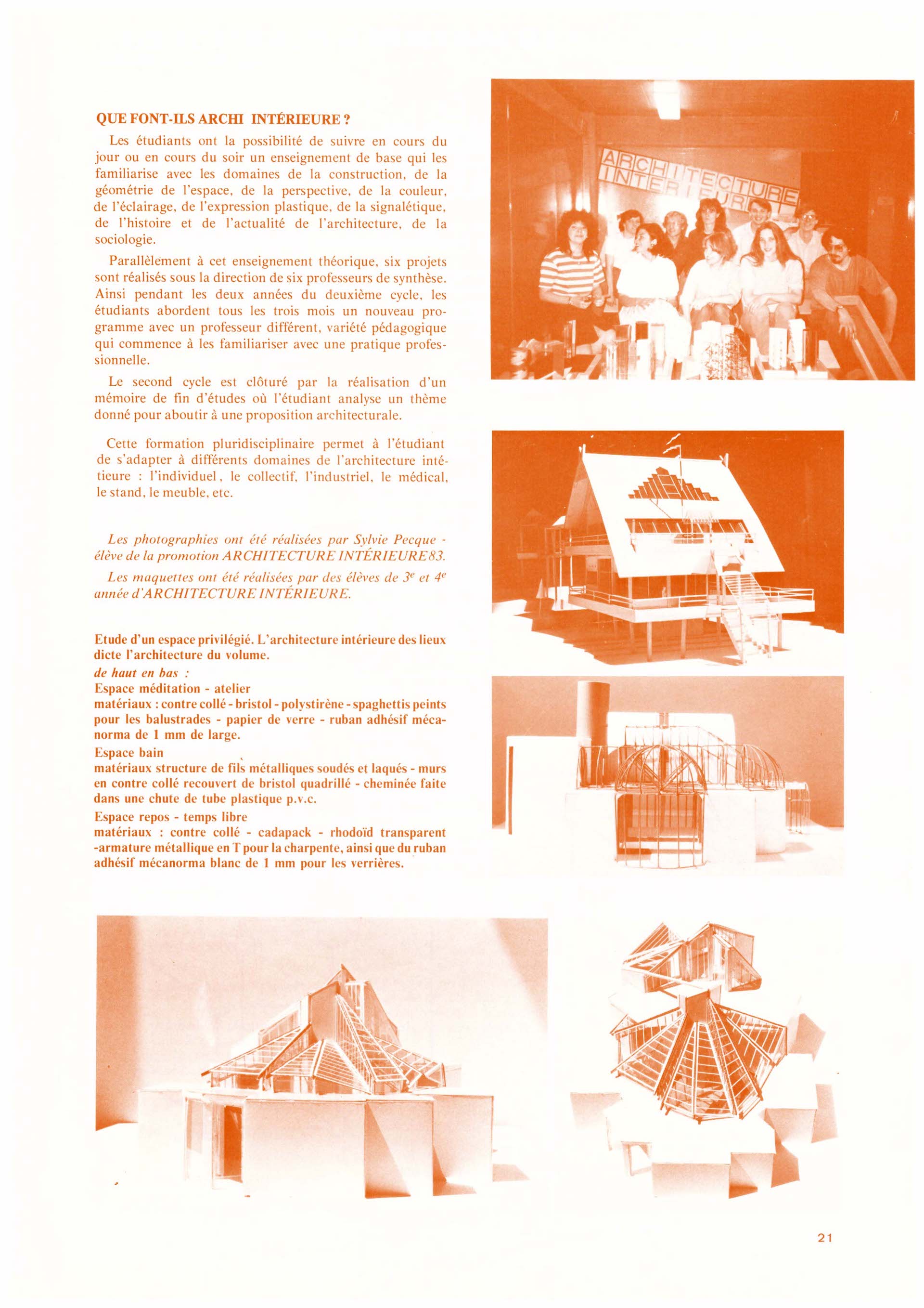 ECOLE DES ARTS DECO PROMOTION 1983